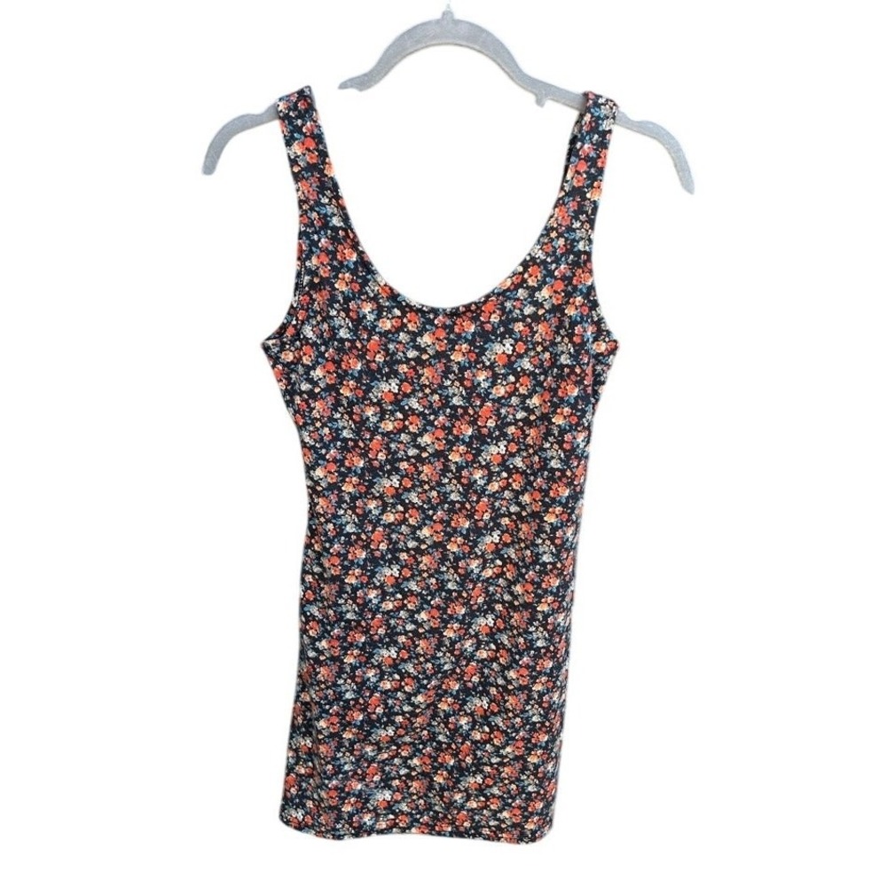 Arden B Floral Mini Dress Womens XS S Navy Orange Ditsy Print‎ Stretchy Bodycon